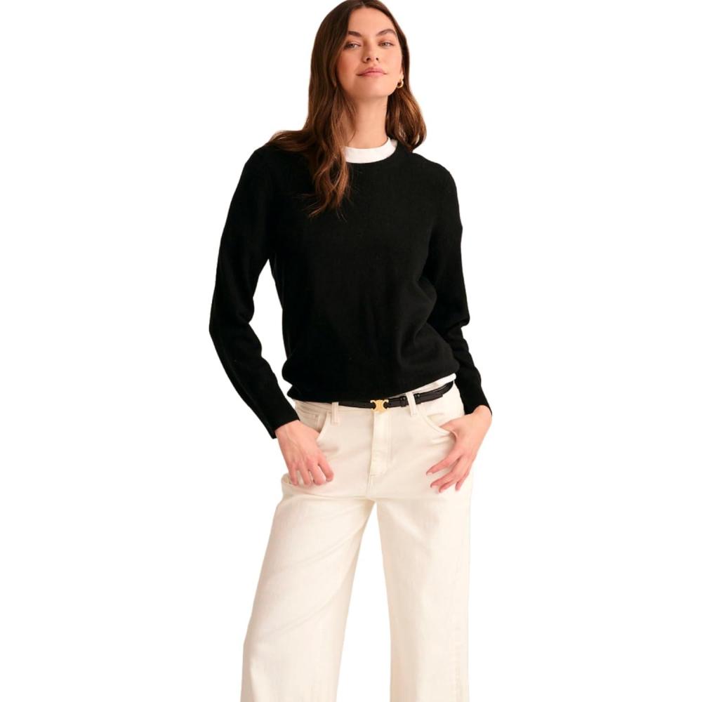 imageNAADAM Womens The Original Cashmere Crewneck SweaterBlack