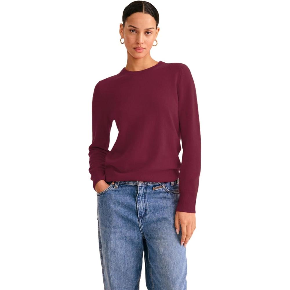 imageNAADAM Womens The Original Cashmere Crewneck SweaterMerlot
