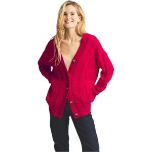 NAADAM Women’s Cafe Cotton Cashmere Cable Knit Cardigan(Sangria)