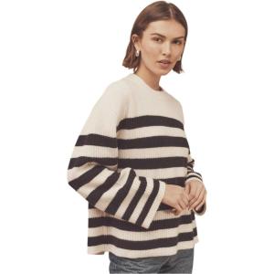 NAADAM Women’s Super Luxe Cashmere Striped Crewneck(White Combo)