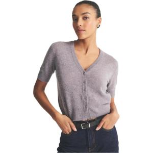 Naadam Womens Lightweight Cashmere Short Sleeve Cardigan(Fog)