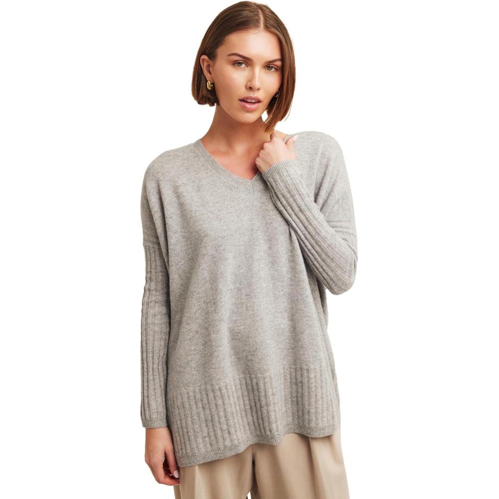 imageNAADAM VNeck Boyfriend PulloverCement