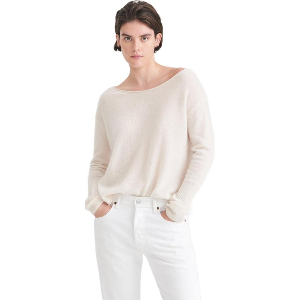 imageNAADAM Womens Cashmere Boatneck SweaterWhite