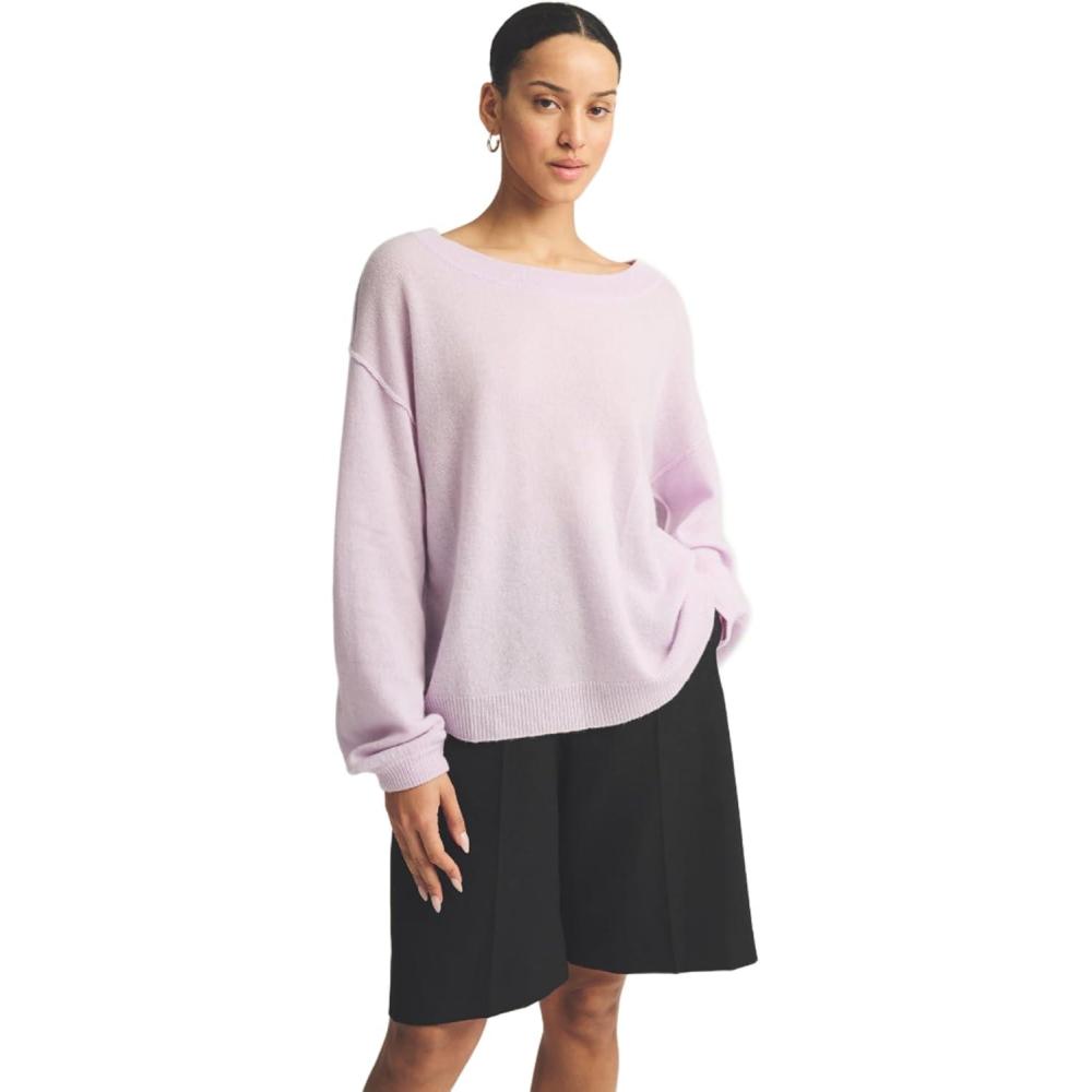 imageNAADAM Womens Lightweight Reversible Cashmere Wide Neck SweaterLilac