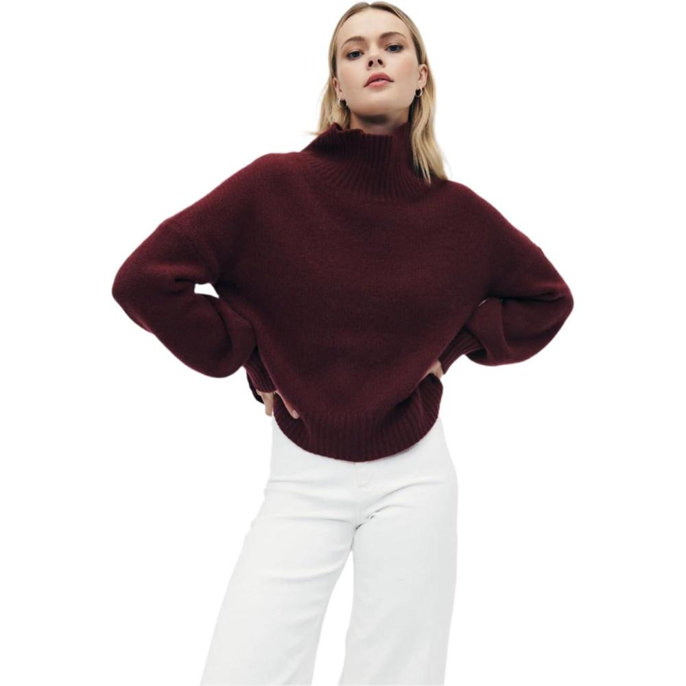 imageNAADAM Womens Luxe Cashmere Oversized TurtleneckMerlot