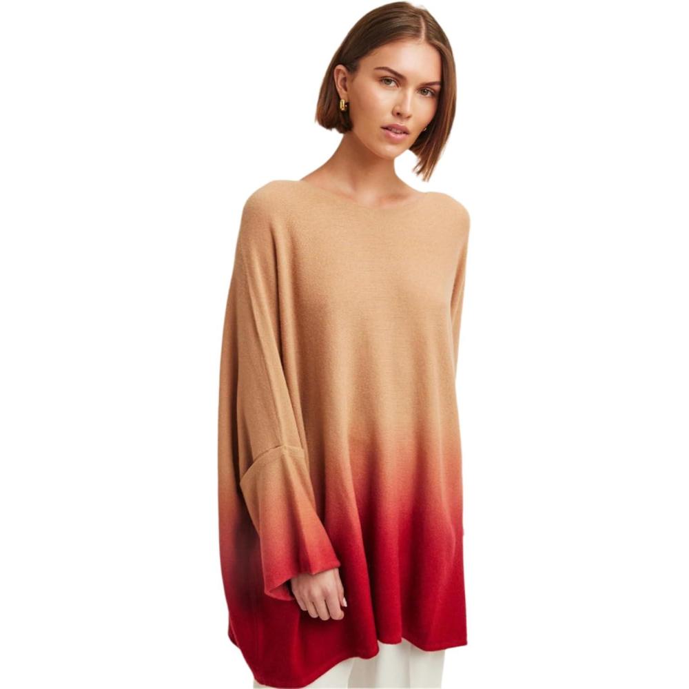 imageNAADAM Womens Ombre Poncho SweaterCamel