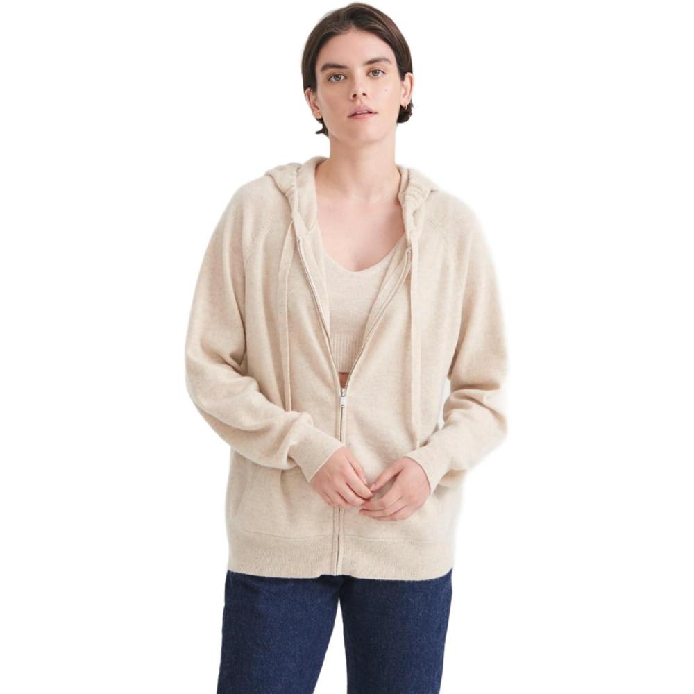 imageNAADAM Womens Signature Cashmere Zip Up HoodieOatmeal