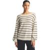 imageNAADAM Womens Lightweight Reversible Cashmere Striped Wide Neck SweaterWhite Combo