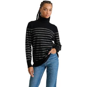 NAADAM Womens Soft Lurex Stripe Sweater(Black)