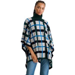 NAADAM Women’s Soft Plaid Jacquard Poncho(Navy)
