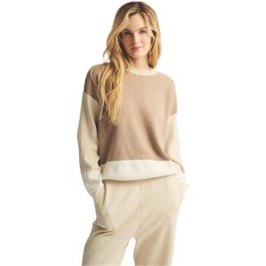 NAADAM womens Cafe Cotton Cashmere Colorblock Sweatshirt(Oatmeal Combo)