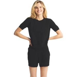 Naadam Womens Lightweight Cashmere Short Sleeve Sweater(Black)