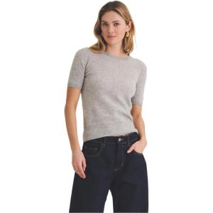 Naadam Womens Lightweight Cashmere Short Sleeve Sweater(Cement)