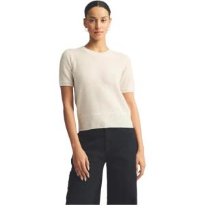 Naadam Womens Lightweight Cashmere Short Sleeve Sweater(White)
