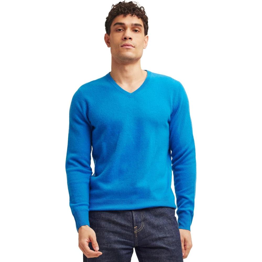 imageNAADAM Mens Cashmere VNeckDeep Blue