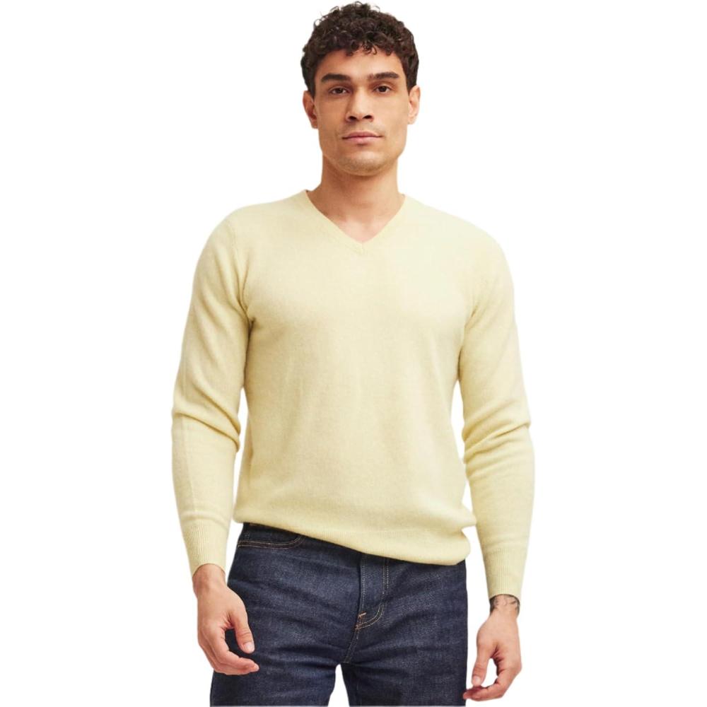 imageNAADAM Mens Cashmere VNeckLemon