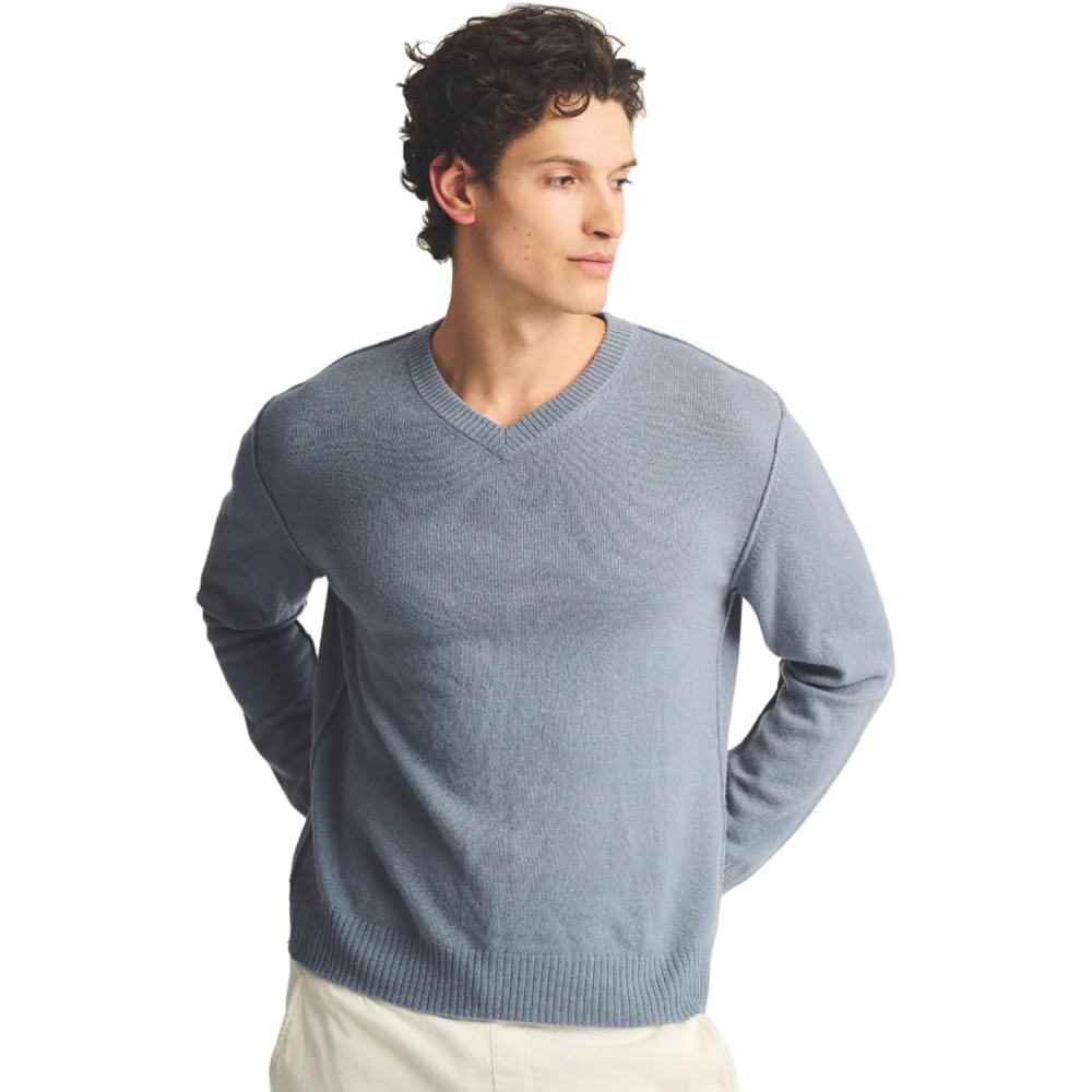 imageNAADAM Mens Lightweight Reversible Cashmere VNeck SweaterPewter