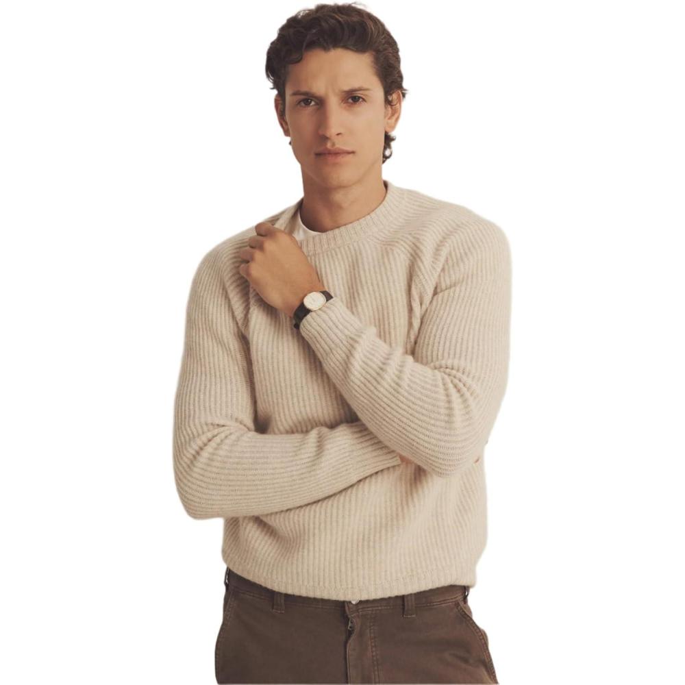 imageNAADAM Mens Luxe Cashmere Fisherman Crewneck SweaterOatmeal
