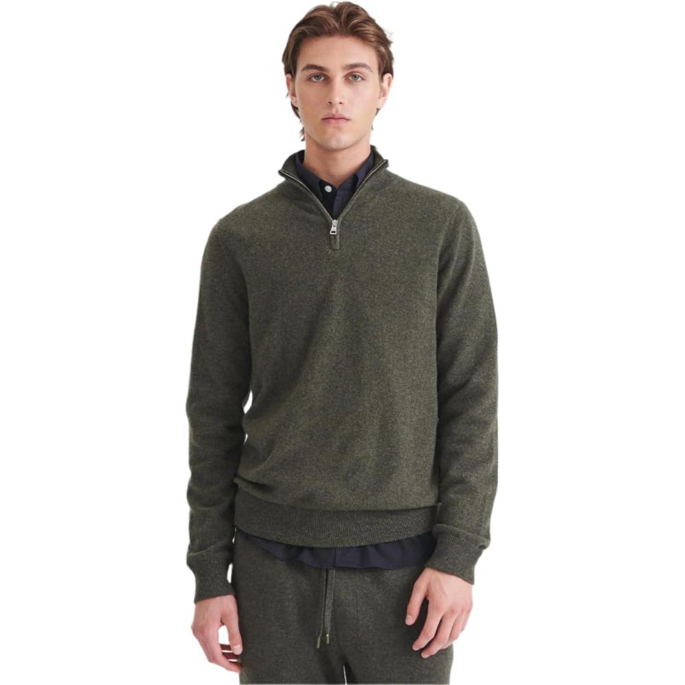 imageNAADAM Mens Signature Cashmere Quarter ZipOlive