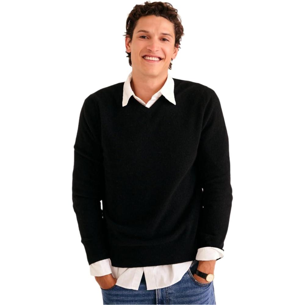 imageNAADAM Original Cashmere VNeck Sweater MensBlack