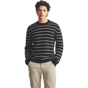 NAADAM Men’s Lightweight Reversible Cashmere Striped Crewneck Sweater(Navy Combo)