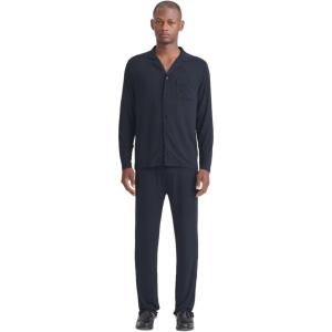 NAADAM Men’s Pajama Button Up Shirt Set(Black)