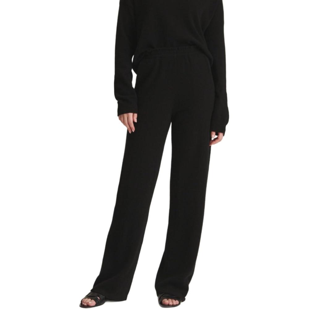 imageNAADAM Womens Signature Cashmere Paperbag Wide Leg PantsBlack
