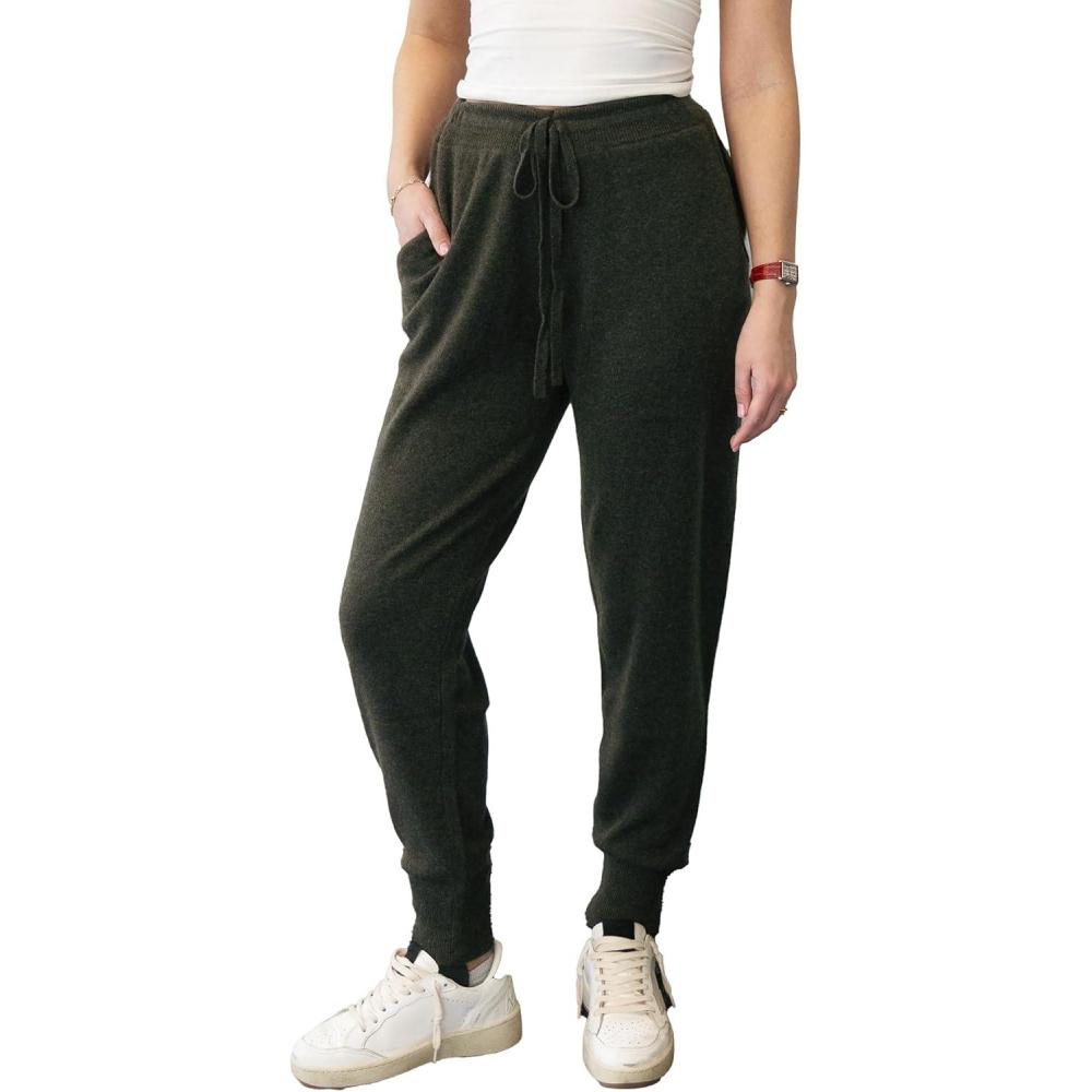 imageNAADAM Womens Soft Jogger Pants WStirrupsHeather Olive