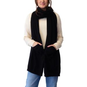 NAADAM Soft Cotton Cashmere Wrap Scarf with Pockets(Black)