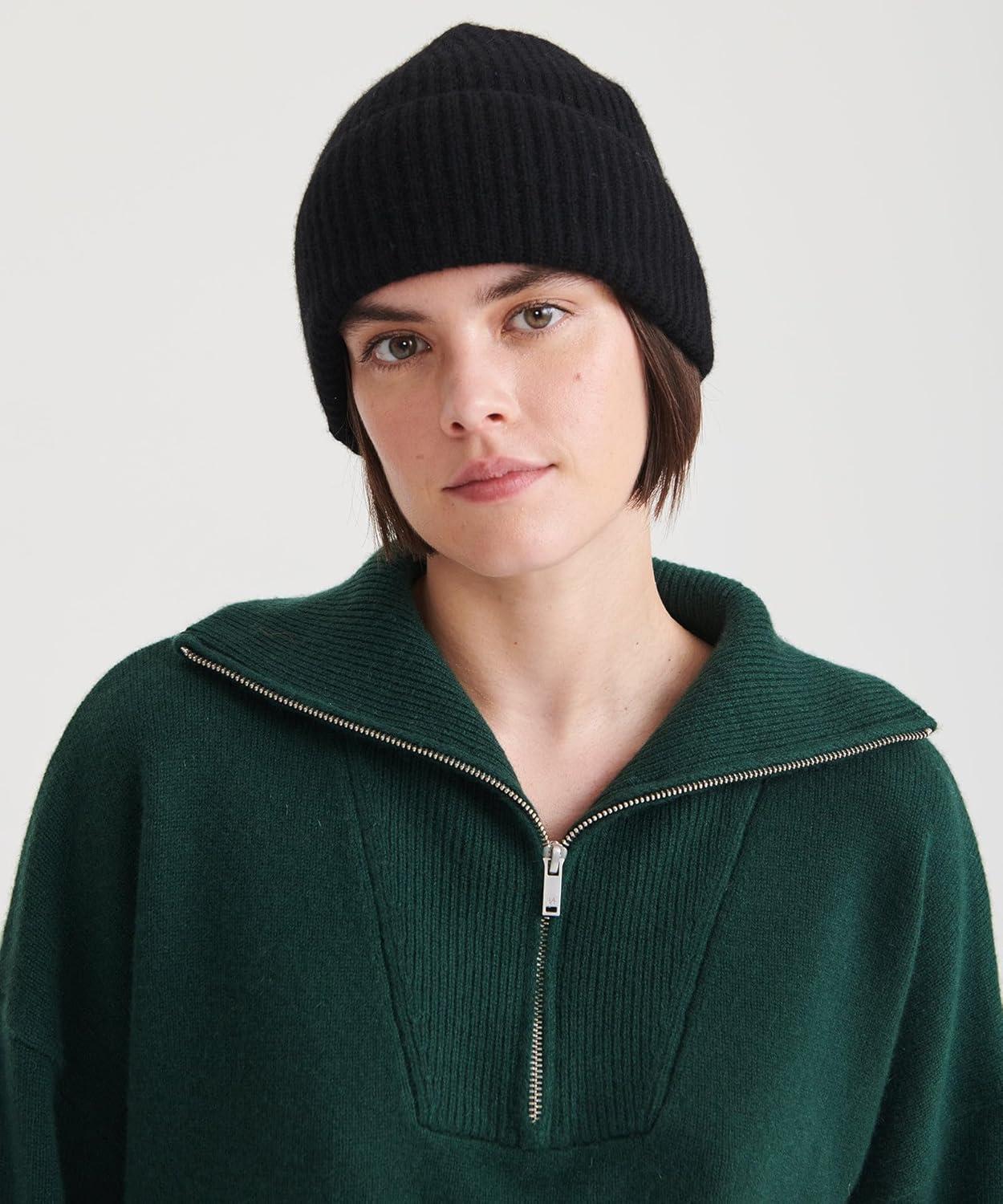 image:imageNAADAM UnisexAdult Signature Cashmere Ribbed BeanieBlack