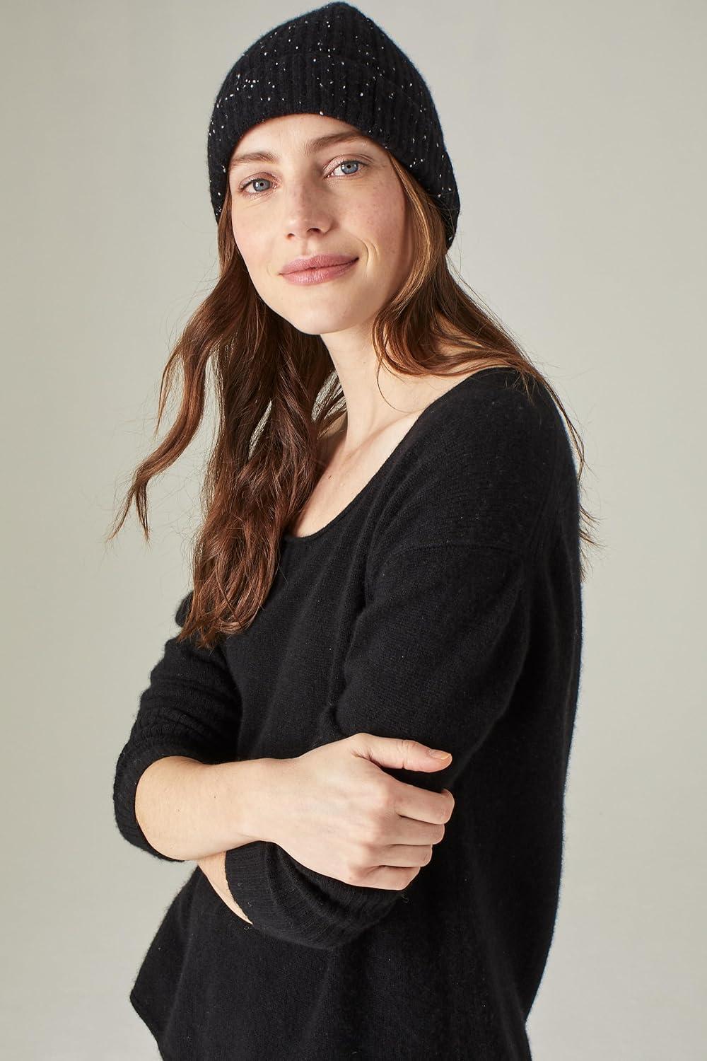 image:imageNAADAM UnisexAdult Signature Cashmere Ribbed BeanieBlack Donegal