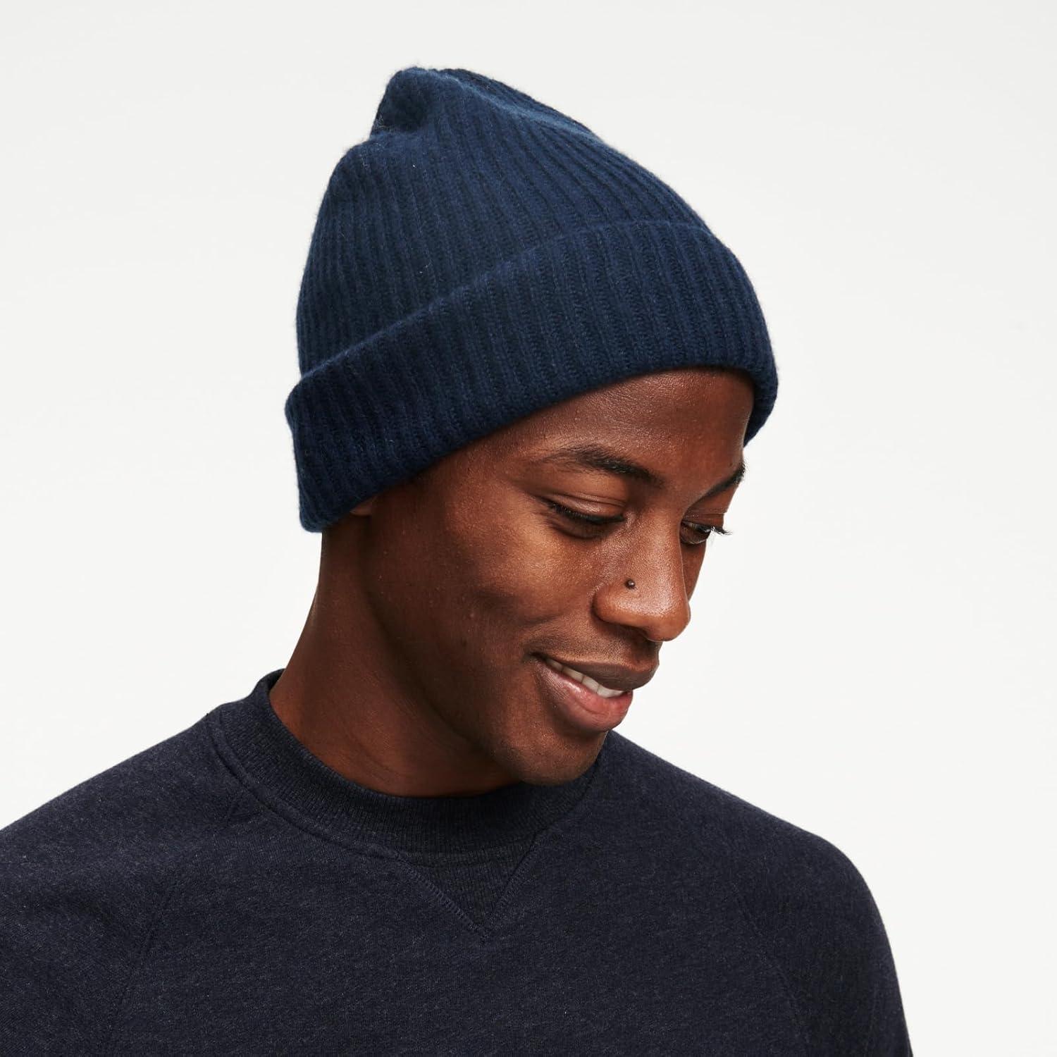 image:imageNAADAM UnisexAdult Signature Cashmere Ribbed BeanieBlue Denim