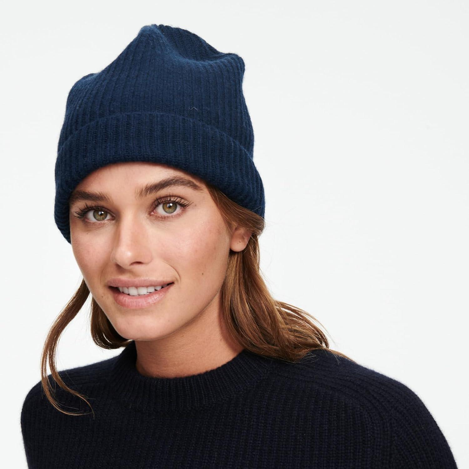 image:imageNAADAM UnisexAdult Signature Cashmere Ribbed BeanieBlue Denim