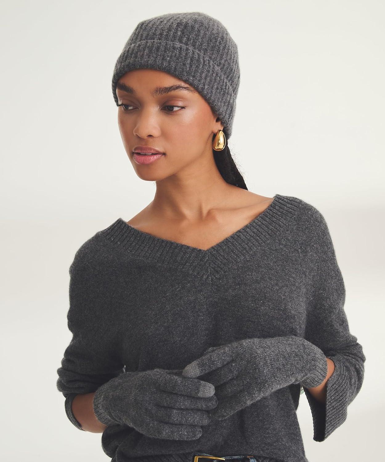 image:imageNAADAM UnisexAdult Signature Cashmere Ribbed BeanieGranite