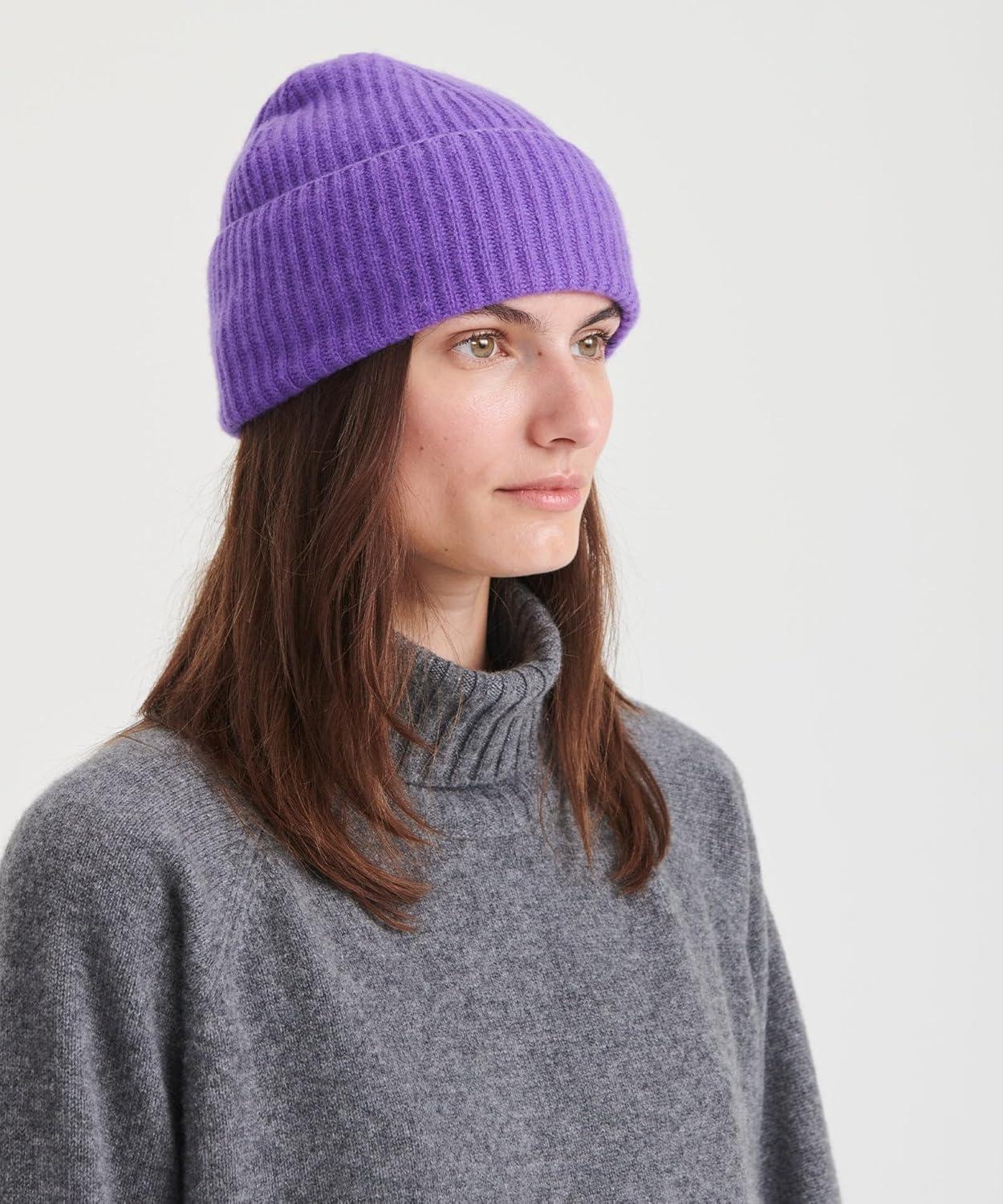 image:imageNAADAM UnisexAdult Signature Cashmere Ribbed BeanieUltra Violet