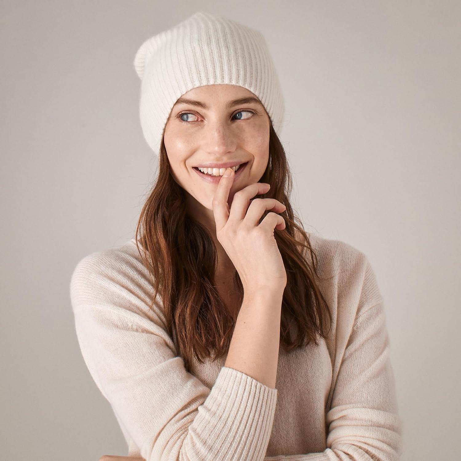 image:imageNAADAM UnisexAdult Signature Cashmere Ribbed BeanieWhite
